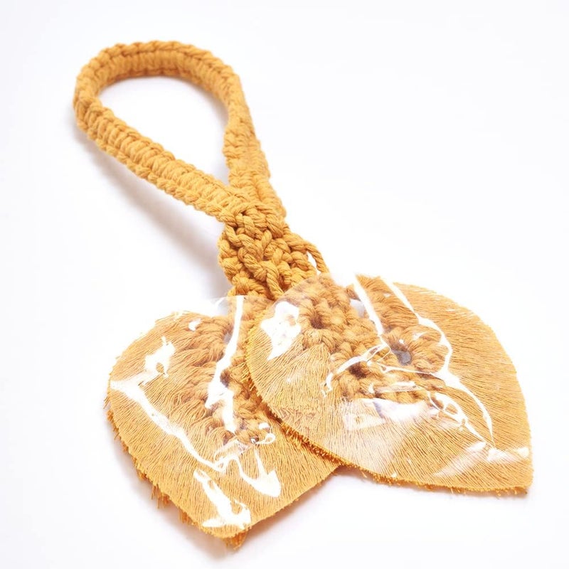 Sunkaioo 2 Pack Boho Curtain Tiebacks,Hand Knitting Cotton Curtain Holdbacks with Adjustable Natural Wooden Bead,Double Leaves Farmhouse Theme Curtain Tie Backs, for Indoor Outdoor Drapes Decorative,(Orange) - Image 4